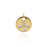 Round  Arrow Pendant,Gold Plated Cubic Zirconia Charms，Jewelry making  15.5mm