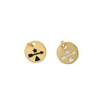 Round  Arrow Pendant,Gold Plated Cubic Zirconia Charms，Jewelry making  15.5mm