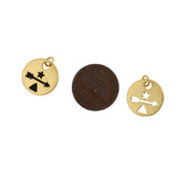 Round  Arrow Pendant,Gold Plated Cubic Zirconia Charms，Jewelry making  15.5mm