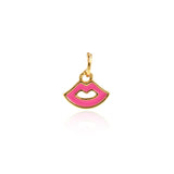 18K Enamel Lip Pendant-Sexy Lips-For Jewelry Making 9.5x8mm