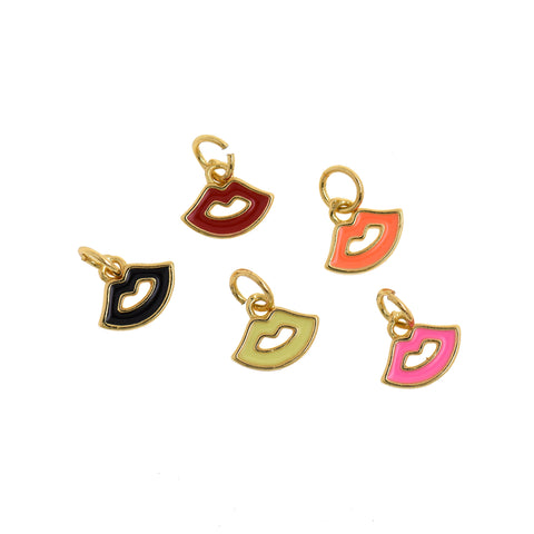 18K Enamel Lip Pendant-Sexy Lips-For Jewelry Making 9.5x8mm