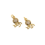 18K Shiny Octopus Pendant-Pavé Nail Octopus-Marine Animal Jewelry  16x12mm