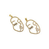 Micropavé Studded Face Pendant-18k Exquisite Face-For Jewelry Making 35.5x22mm