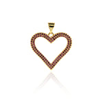 Heart Shaped Hollow Pendant-Micropavé Nail Heart Shaped Pendant-A Gift for Her 23.5x20mm