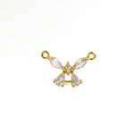 Delicate Butterfly Pendant-Micropavé Studded Butterfly Zircon Pendant-Jewelry Making  19x14mm