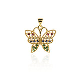 Hollow Butterfly Pendant-Micropavé Studded Butterfly Pendant-Jewelry Making 23x22mm