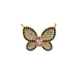 Delicate Butterfly Pendant-Micropavé Studded Butterfly Pendant-Animal Jewelry Pendant  22x16mm