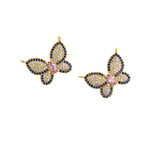 Delicate Butterfly Pendant-Micropavé Studded Butterfly Pendant-Animal Jewelry Pendant  22x16mm