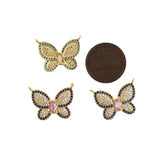Delicate Butterfly Pendant-Micropavé Studded Butterfly Pendant-Animal Jewelry Pendant  22x16mm