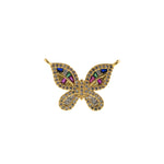 Fine Butterfly Pendant-Micropavé Studded Butterfly Pendant-Flying Animal  24x16mm