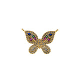 Fine Butterfly Pendant-Micropavé Studded Butterfly Pendant-Flying Animal  24x16mm
