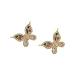 Fine Butterfly Pendant-Micropavé Studded Butterfly Pendant-Flying Animal  24x16mm