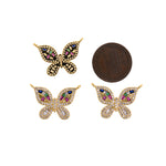 Fine Butterfly Pendant-Micropavé Studded Butterfly Pendant-Flying Animal  24x16mm