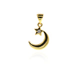 Exquisite Moon Star Zircon Pendant-Celestial Jewelry-For Jewelry Making 16x11.5mm