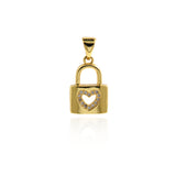 Lock Pendant-Micro Pavé Nail Love Lock Pendant-Gift for Lover  16.5x11mm