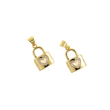 Lock Pendant-Micro Pavé Nail Love Lock Pendant-Gift for Lover  16.5x11mm