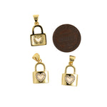 Lock Pendant-Micro Pavé Nail Love Lock Pendant-Gift for Lover  16.5x11mm