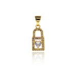 Boutique Lock Pendant-Lock Heart Zircon Pendant-Used in Jewelry Making  16x7.5mm