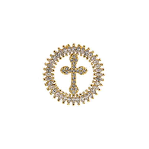 Round Zircon Cross Pendant-Cross Pendant-Used in Jewelry Making   24mm