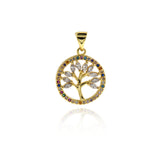 Exquisite Round Tree Zircon Pendant-Family Tree Pendant-Used for Jewelry Making  16.5mm
