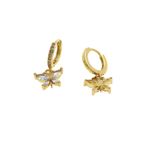 Micropavé studded butterfly earrings-butterfly zircon earrings-DIY jewelry making  24x13.5mm