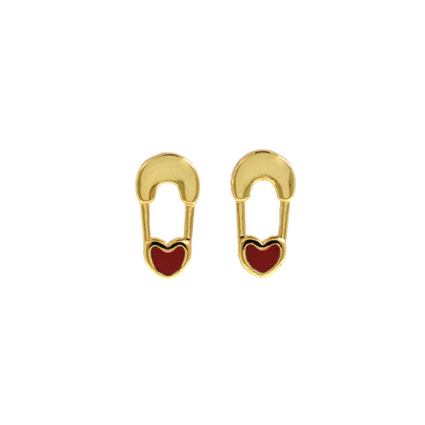 Red Enamel Heart-Shaped Stud Earrings-Exquisite Stud Earrings-DIY Jewelry  12x7mm