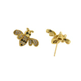 Micropavé Studs Bee Stud Earrings-18K Exquisite Bee Stud Earrings-Flying Animal Stud Earrings   19x13mm