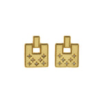 Micropavé Stud Earrings-18K Exquisite Square Stud Earrings-Lovers Ear Studs  20x15.5mm