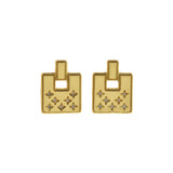 Micropavé Stud Earrings-18K Exquisite Square Stud Earrings-Lovers Ear Studs  20x15.5mm