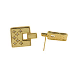 Micropavé Stud Earrings-18K Exquisite Square Stud Earrings-Lovers Ear Studs  20x15.5mm