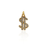 18K Micropavé Nailed Money Symbol Pendant-A Gift for the Boss  16.5x10mm