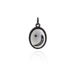 Shiny Moon Pendant-Micropavé Nailed Moon Pendant-Celestial Jewelry  17x11.5mm