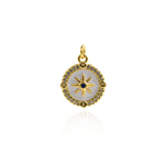 Enamel Compass Pendant-Micropavé Nail Compass Pendant-Explorer's Gift   13.5mm
