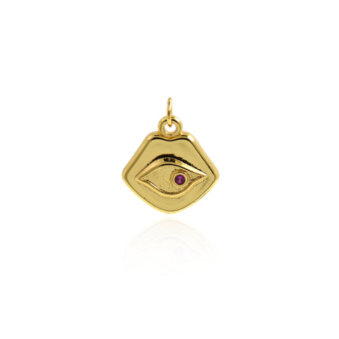 18K Gold Evil Eye Pendant-Exquisite Evil Eye-Protection Pendant-For Family and Friends   14x13mm