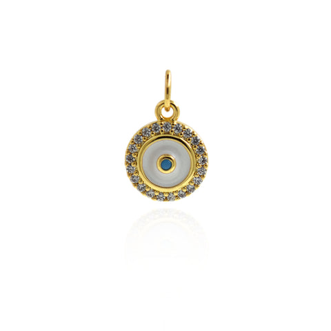 Micropavé Nail Evil Eye Pendant-Enamel Evil Eye Pendant-Protective Jewelry  10mm