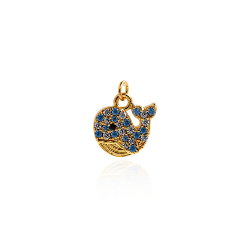 Micropavé Studded Whale Pendant-Exquisite Whale-Marine Animal Jewelry  12.5x12mm