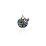 Micropavé Studded Whale Pendant-Exquisite Whale-Marine Animal Jewelry  12.5x12mm
