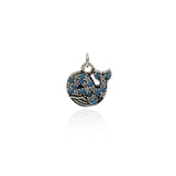 Micropavé Studded Whale Pendant-Exquisite Whale-Marine Animal Jewelry  12.5x12mm
