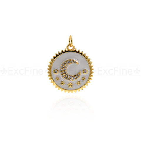 Micropavé Nail Moon star Pendant-Celestial Zircon Pendant-Astronomer's Gift  19.5mm