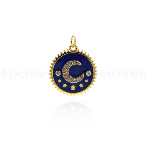 Exquisite Micropavé Nail Moon Star Pendant-Celestial Zircon Pendant-A Gift from a Friend   19.5mm