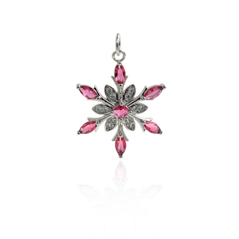 Minimalist Snowflake Pendant-Micropavé Snowflake Pendant-Minimalist Jewelry-Winter Gift 25x20mm