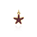 Micropavé Studded Starfish Pendant-Marine Animal Jewelry-Sailor's Gift  14x12mm