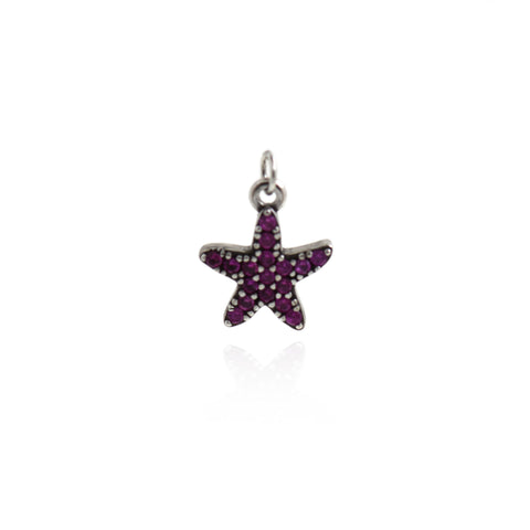 Micropavé Studded Starfish Pendant-Marine Animal Jewelry-Sailor's Gift  14x12mm