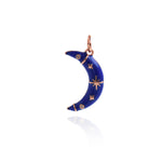 Delicate Moon Polaris Pendant-Micropavé Nailed Moon Polaris Pendant-Celestial Pendant  20x12mm