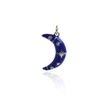 Delicate Moon Polaris Pendant-Micropavé Nailed Moon Polaris Pendant-Celestial Pendant  20x12mm