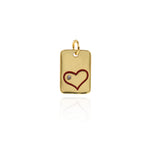 Rectangle Love Heart Zircon Pendant-Rectangle Pendant-Gift for Lovers  15x10mm