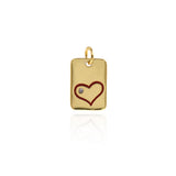 Rectangle Love Heart Zircon Pendant-Rectangle Pendant-Gift for Lovers  15x10mm