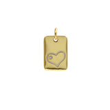 Rectangle Love Heart Zircon Pendant-Rectangle Pendant-Gift for Lovers  15x10mm