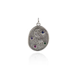 Moon Polaris Zircon Pendant-Micropavé Nailed Moon Pendant-Celestial Jewelry  22x16mm