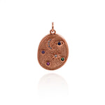 Moon Polaris Zircon Pendant-Micropavé Nailed Moon Pendant-Celestial Jewelry  22x16mm